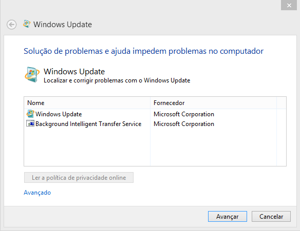 Foto do Windows Update Diagnostic